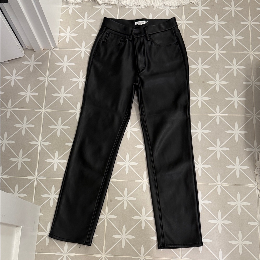 Good American Jet Black Leatherette Trousers